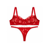 ست شورت لامبادا و سوتین قرمز توری شیشه ای | فروشگاه شینا